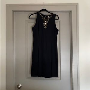 Michael Korda black jeweled cocktail dress